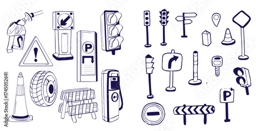 Traffic and transportation vector set