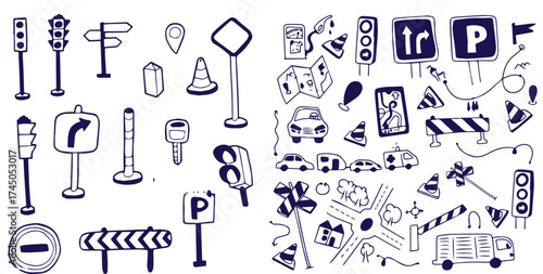 Traffic and transportation vector set
