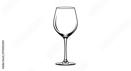 Elegant wine glass illustration on white background.