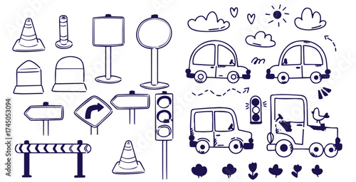 Traffic and transportation vector set