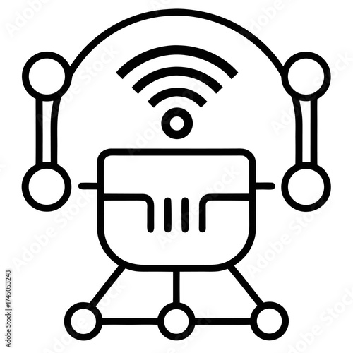 Robot Icon with Wi- Fi Symbol and Network Connections