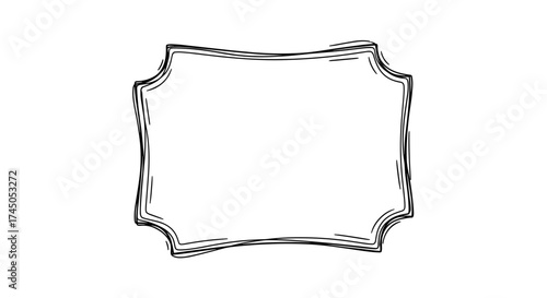 Hand drawn empty frame with rough brush strokes.