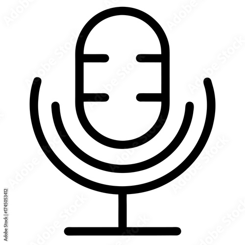 Vintage microphone icon with stand retro audio