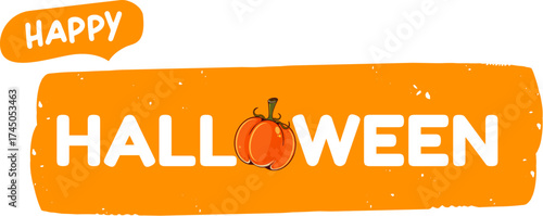 happy halloween retro groovy aesthetic sticker design isolated on white background. Happy halloween text motto sticker, tag, retro label, banner, ribbon, label png with quote. Halloween text banner