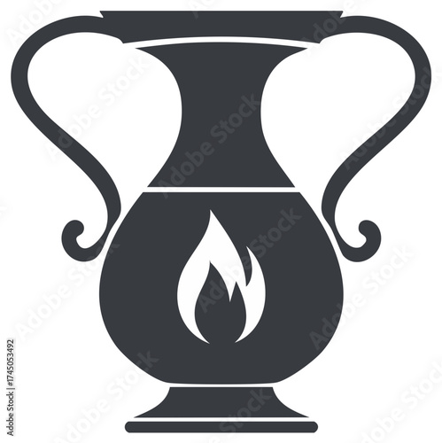 Ancient Greek vase with a flame symbol stylized vector icon
