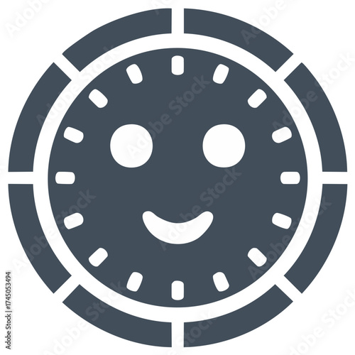 Happy clock icon smiling symbol representing good time management and positive scheduling