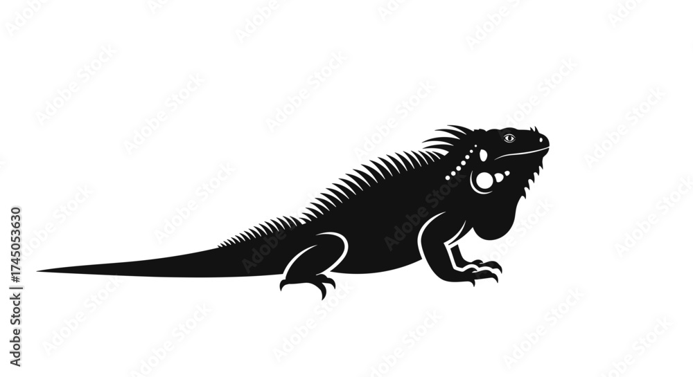 Obraz premium Iguana Silhouette A Striking Reptilian Vector Illustration.
