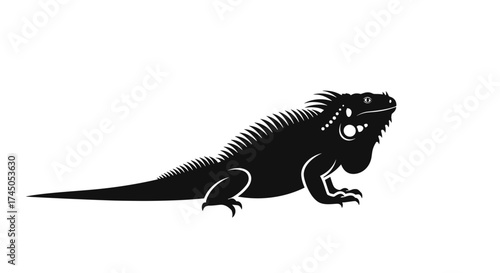 Iguana Silhouette A Striking Reptilian Vector Illustration.