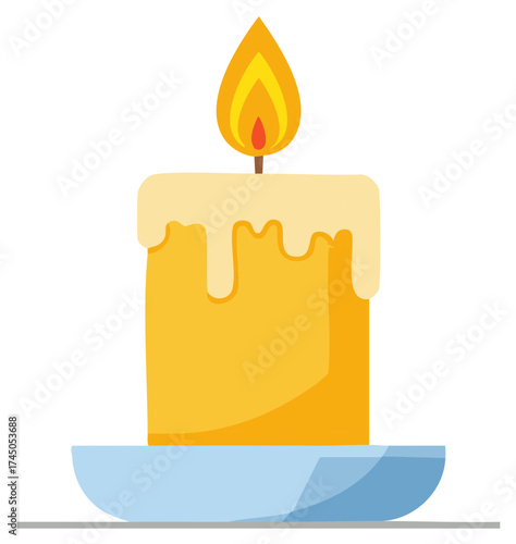 Cartoon Candle with Lit Flame