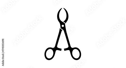 Isolated Surgical Towel Clamp Forceps Icon Silhouette.