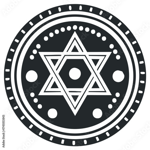 Star of David symbol intricate circular design geometric Jewish religious spiritual faith icon