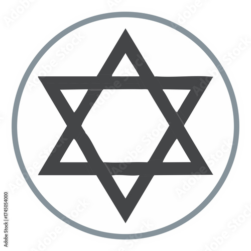 Star of David Symbol Illustration in Circle Shape Featuring Religious and Cultural Jewish Heritage