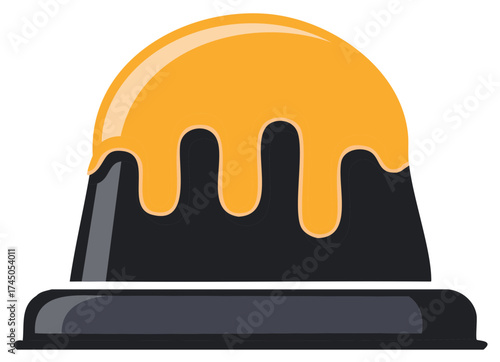 Stylized Honey Pot Illustration with Dripping Golden Syrup Over Dark Container for Food Related Concepts