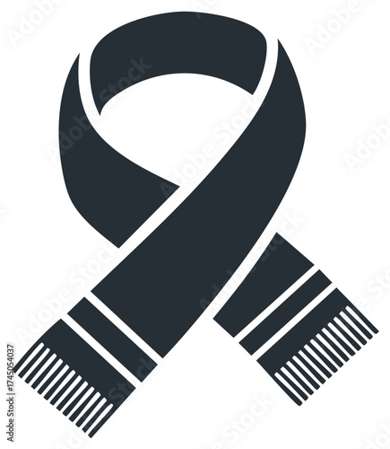 Knitted winter scarf icon vector illustration for cold weather design