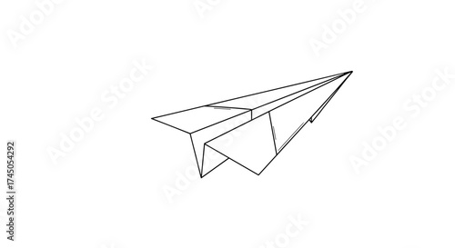 Minimalist Paper Airplane Illustration on White Background.