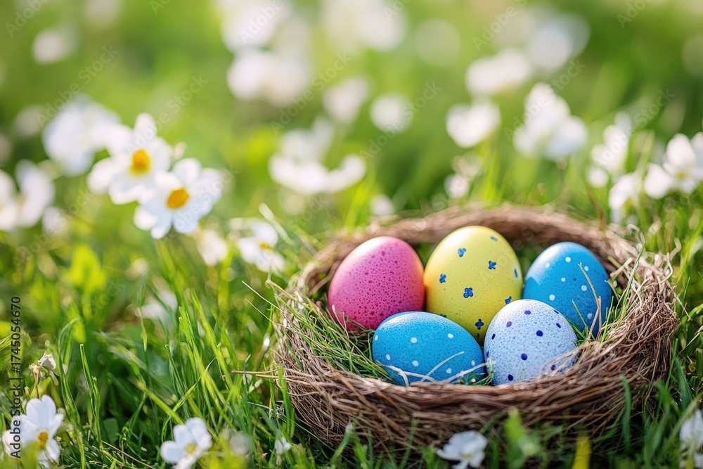 Fototapeta premium Colorful Easter Eggs in a Nest