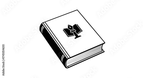 Open Book with Flame Symbol Illustration.