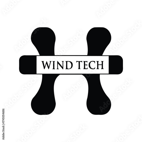 Wind Tech logo with abstract shape featuring renewable energy and technology