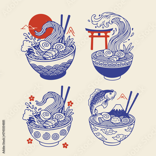 japanese ramen illustration