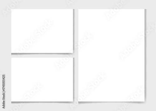 Blank advertising paper sheet banner with shadow and frame border template design for business message illustration