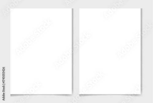 Blank white book cover template design illustration with page shadow