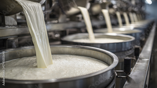 Liquid being poured into steel containers at factory