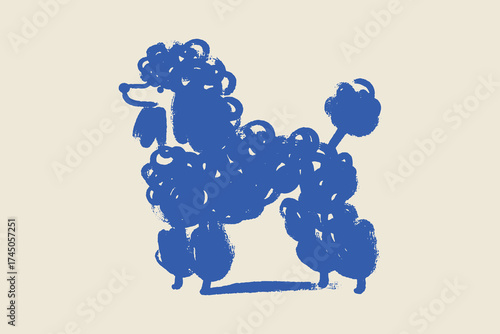 Poodle dog silhouette in expressive brush style vector illustration
