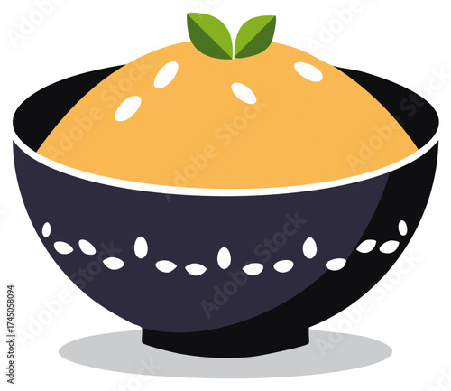 Bowl of Grain Porridge with Herbs Vector Illustration Healthy Simple Meal