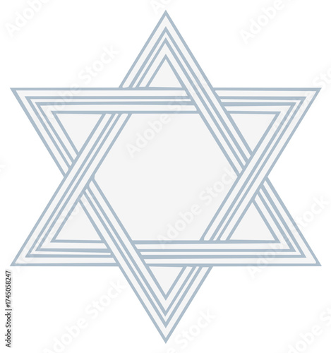 Light blue Star of David symbol with triple lines representing Jewish faith and culture