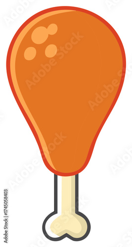 Crispy fried chicken drumstick with bone and smooth orange glaze