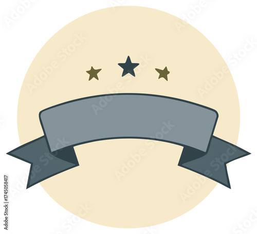 Elegant vintage styled ribbon banner badge with stars and text area space