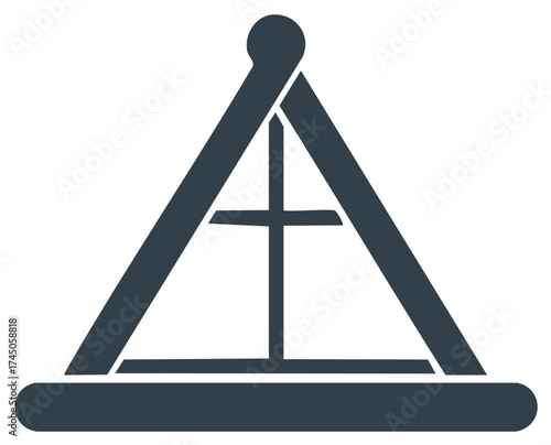 Stylized Triangle Cross Symbol Simple Christian Icon Design Modern Religious Art Illustration