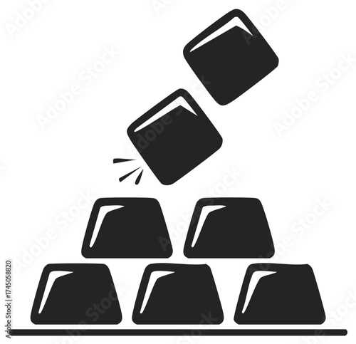 Falling gold ingots building a stack symbolizing wealth growth financial prosperity and investment