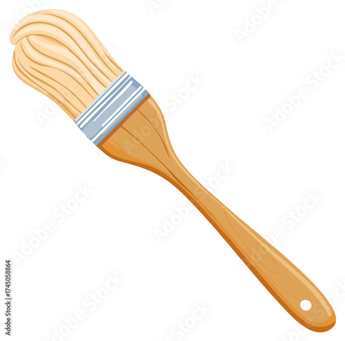Paintbrush with beige paint art illustration home improvement craft tool applicator