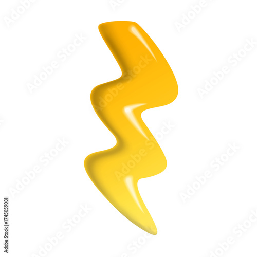 3D glossy yellow lightning bolt,charger symbol