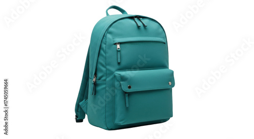Isolated teal backpack school bag for travel, college or university back to school gear