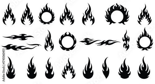 Collection of Stylized Black Flame