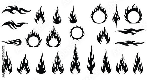 Collection of Stylized Flame and Fire Icons 