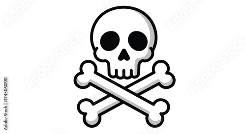 Simple Cartoon Skull and Crossbones Symbol.