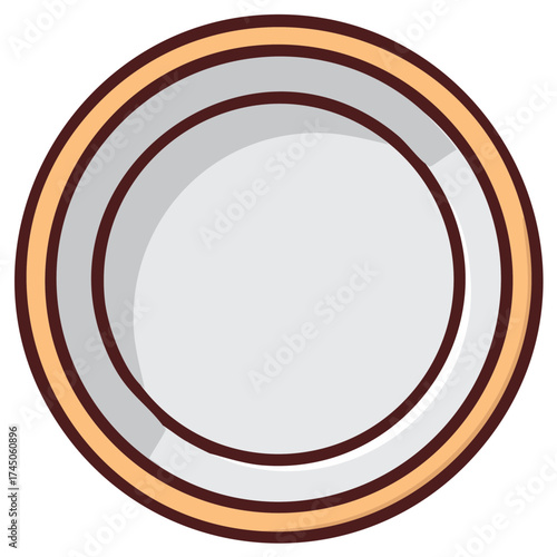 Simple illustrative plate with a light grey center and orange rim