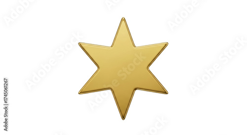 Isolated gold six-pointed star for design projects, vector clip art, golden emblem, holiday gift