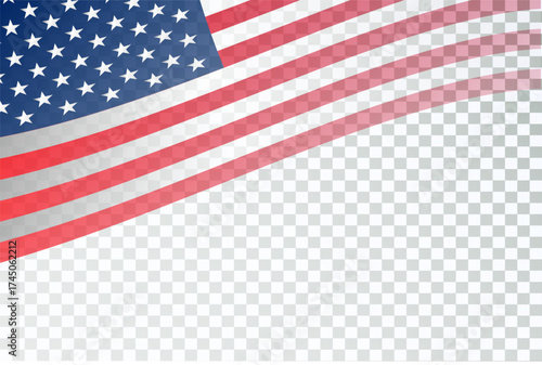 United States waving flag isolated on transparent background with copy space. Vector