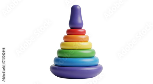 Obraz na plátně Isolated colorful stacker toy for kids, learning by playing, for toddlers and ba