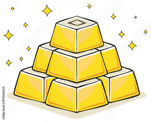 Stylized Gold Bars Stack Illustration Financial Success and Riches Concept
