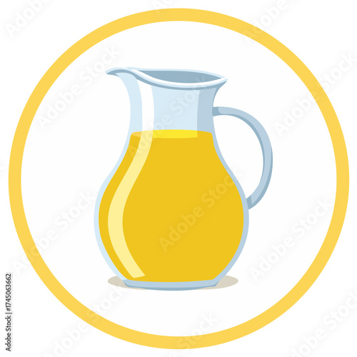 Refreshing Yellow Liquid in Glass Pitcher with Handle