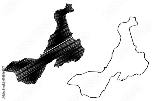 Quetzaltenango Department (Republic of Guatemala, Departments of Guatemala) map vector illustration, scribble sketch Quetzaltenango map