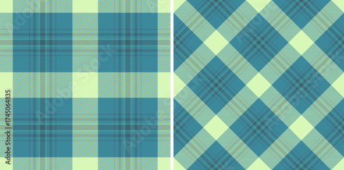 Textile seamless vector of background tartan plaid with a fabric pattern texture check. Set in sea colors for stylish wrapping options and gifts.