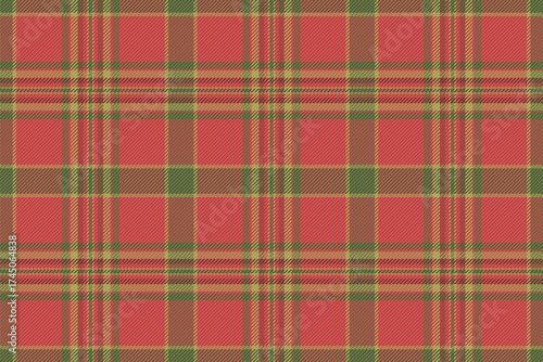 T-shirt tartan seamless vector, xmas background texture plaid. Product textile check fabric pattern in red and indian red colors.