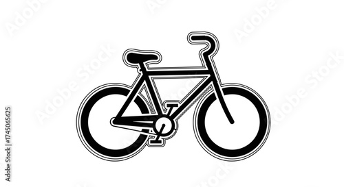 Simple black and white line art illustration of a bicycle perfect for icons or minimalist designs.