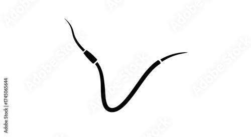 Simple black audio cable icon isolated on white.